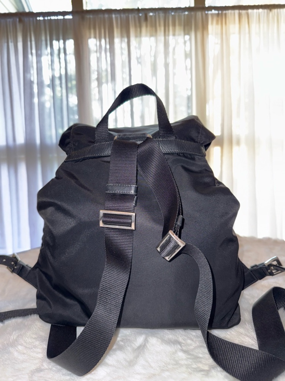 Prada Vela Black Nylon Backpack - Picture 2 of 16